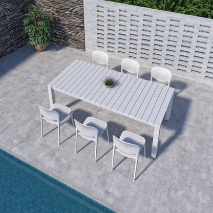 California Aluminum Rectangular White Dining Table