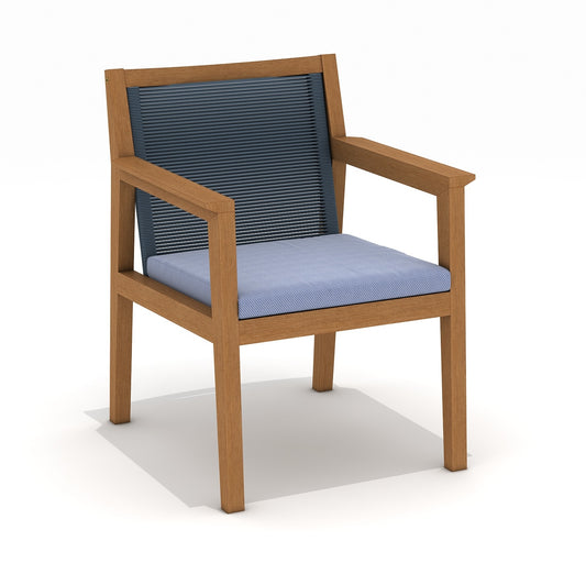Agate Blue Rope & Teak 100% FSC Certified Solid Wood Dining Arm Chair