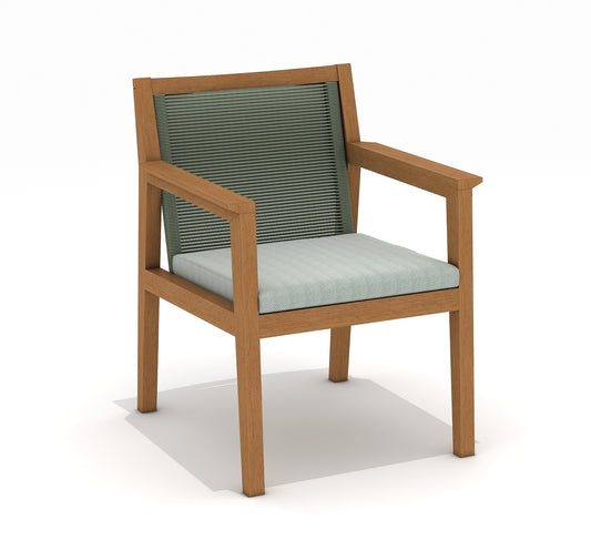 Agate Green Rope & Teak 100% FSC Certified Solid Wood Dining Arm Chair