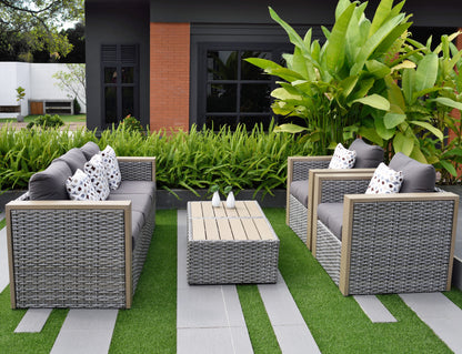 WAS $2299 NOW $1199 *BRAND NEW* Cebu 5 Piece Synthetic Wicker With Cushions Seating Set