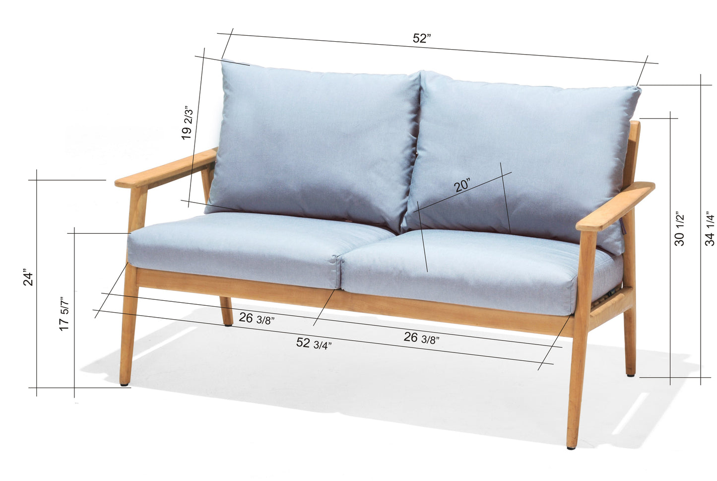 Eve 100% FSC Certified Teak Wood With Olefin Cushions Seating Set