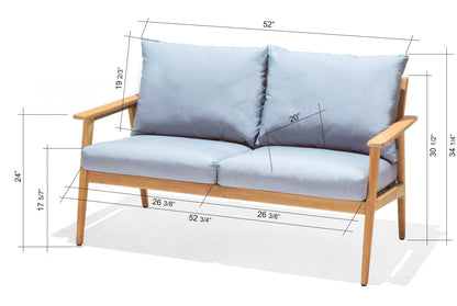 Eve 100% FSC Certified Teak Wood With Olefin Cushions Seating Set