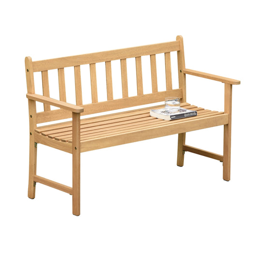 Lamu 100% Certified Light Oak Finish Wood Two Seater Bench