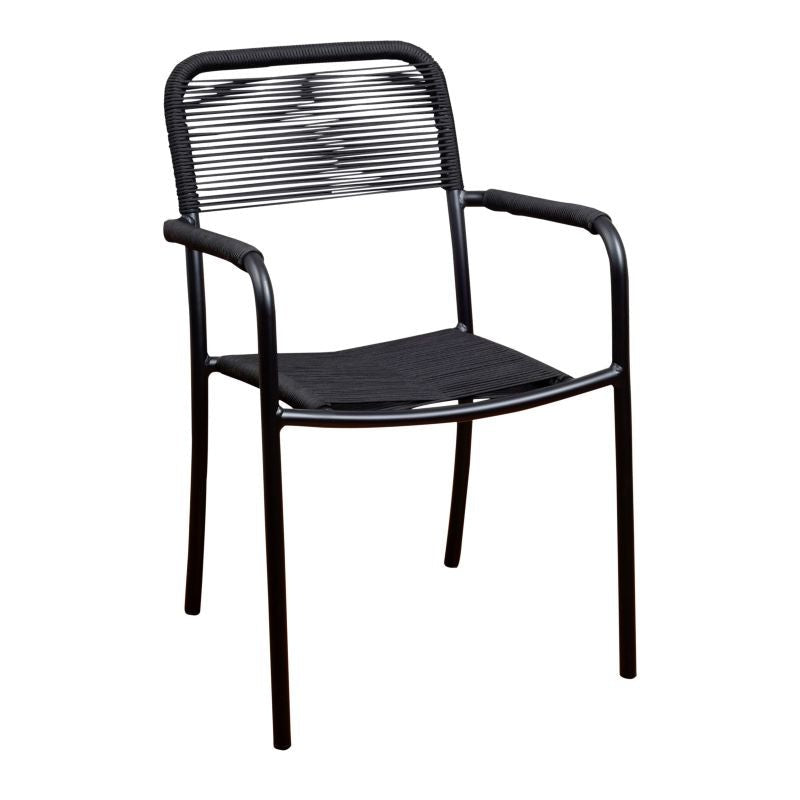 Portbyron Aluminum & Rope Black Chair