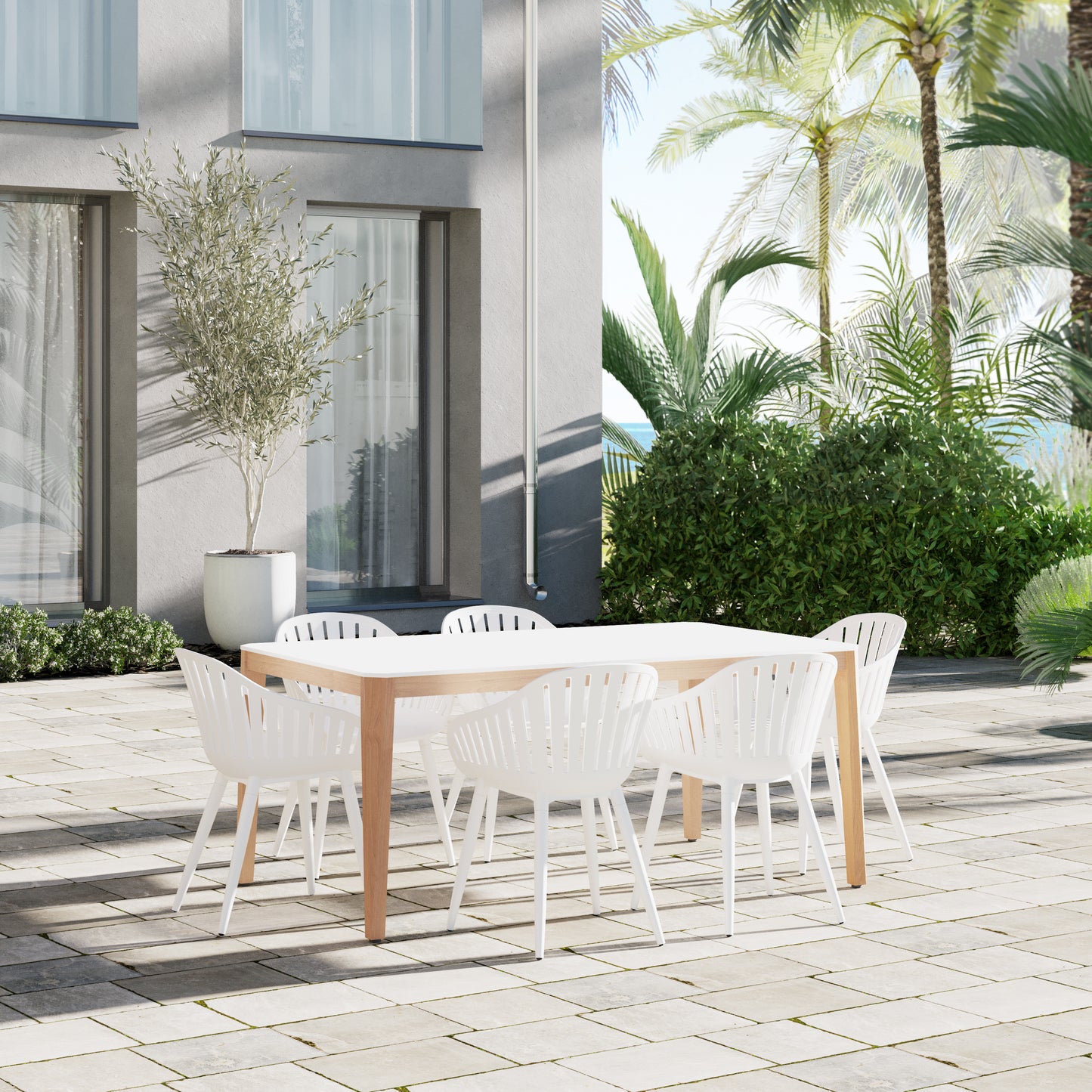 WAS $1699 NOW $899 OPEN BOX (never used) Inch 170 Solidwood 100% FSC; Die-Cast Aluminum 7 Piece Dining set