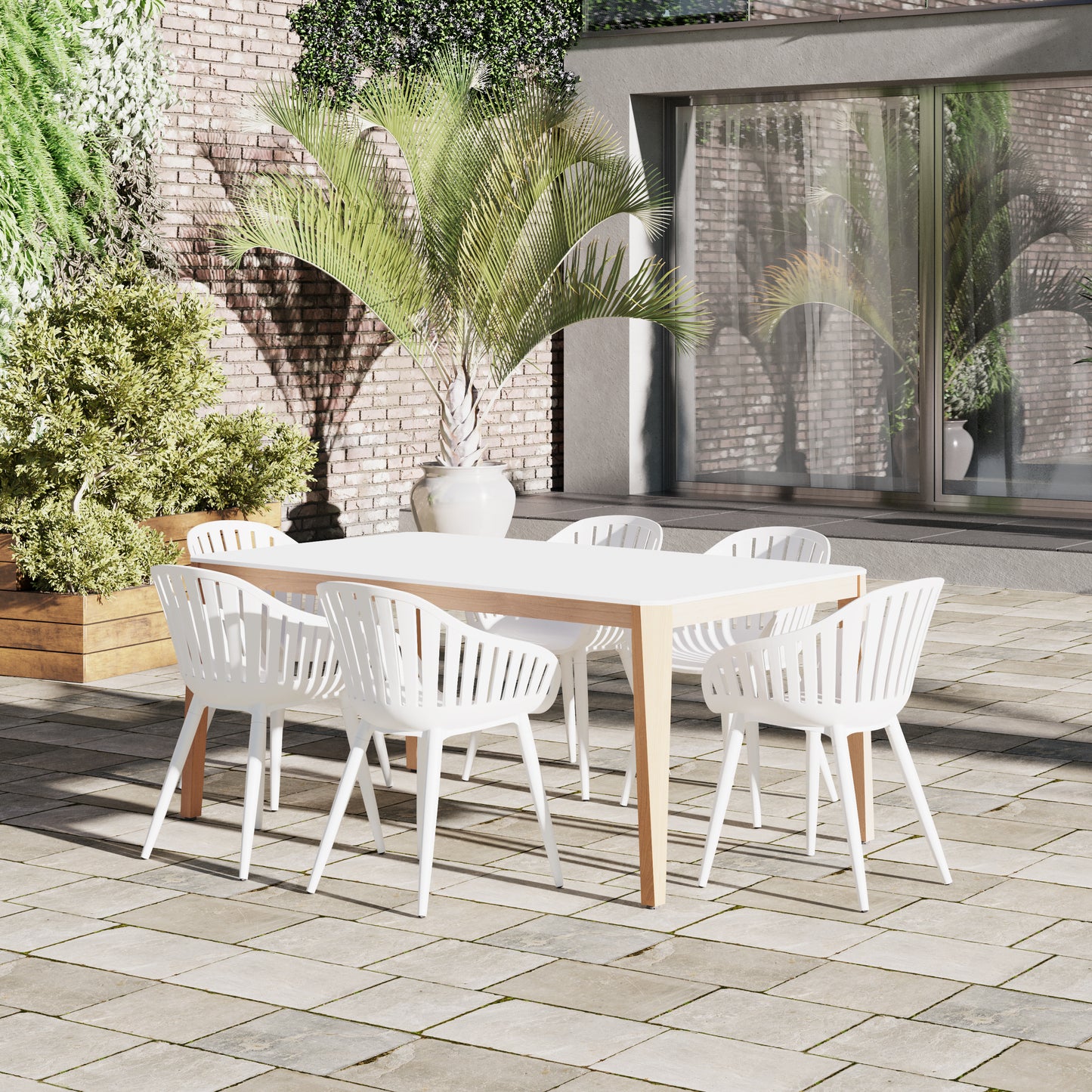 WAS $1699 NOW $899 OPEN BOX (never used) Inch 170 Solidwood 100% FSC; Die-Cast Aluminum 7 Piece Dining set