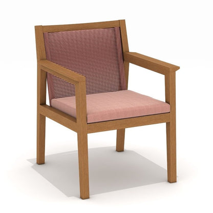 7 Piece Rectangular With Olefin Cushions Chairs Dining Set, Made of Teak Wood, Furniture Set For Outdoor And Patio