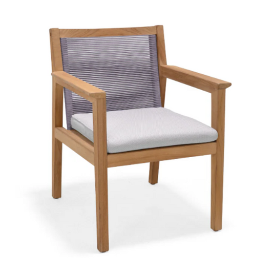 Agate Taupe Rope & Teak 100% FSC Certified Solid Wood Dining Arm Chair
