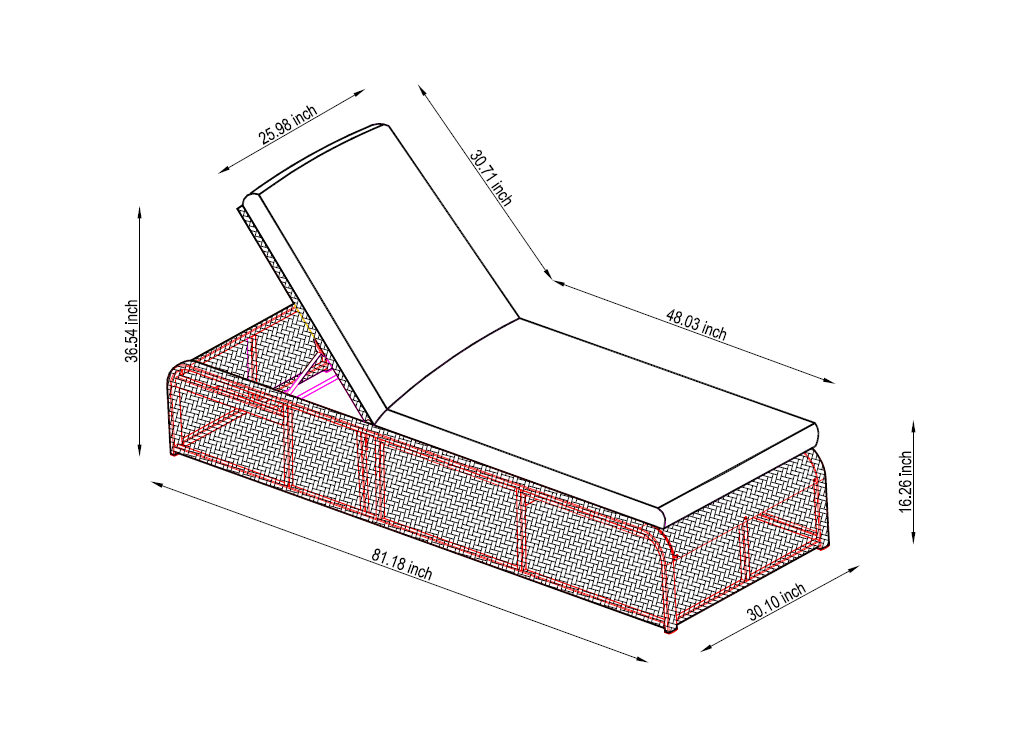 Amosa High-Quality Wicker Sun Lounger