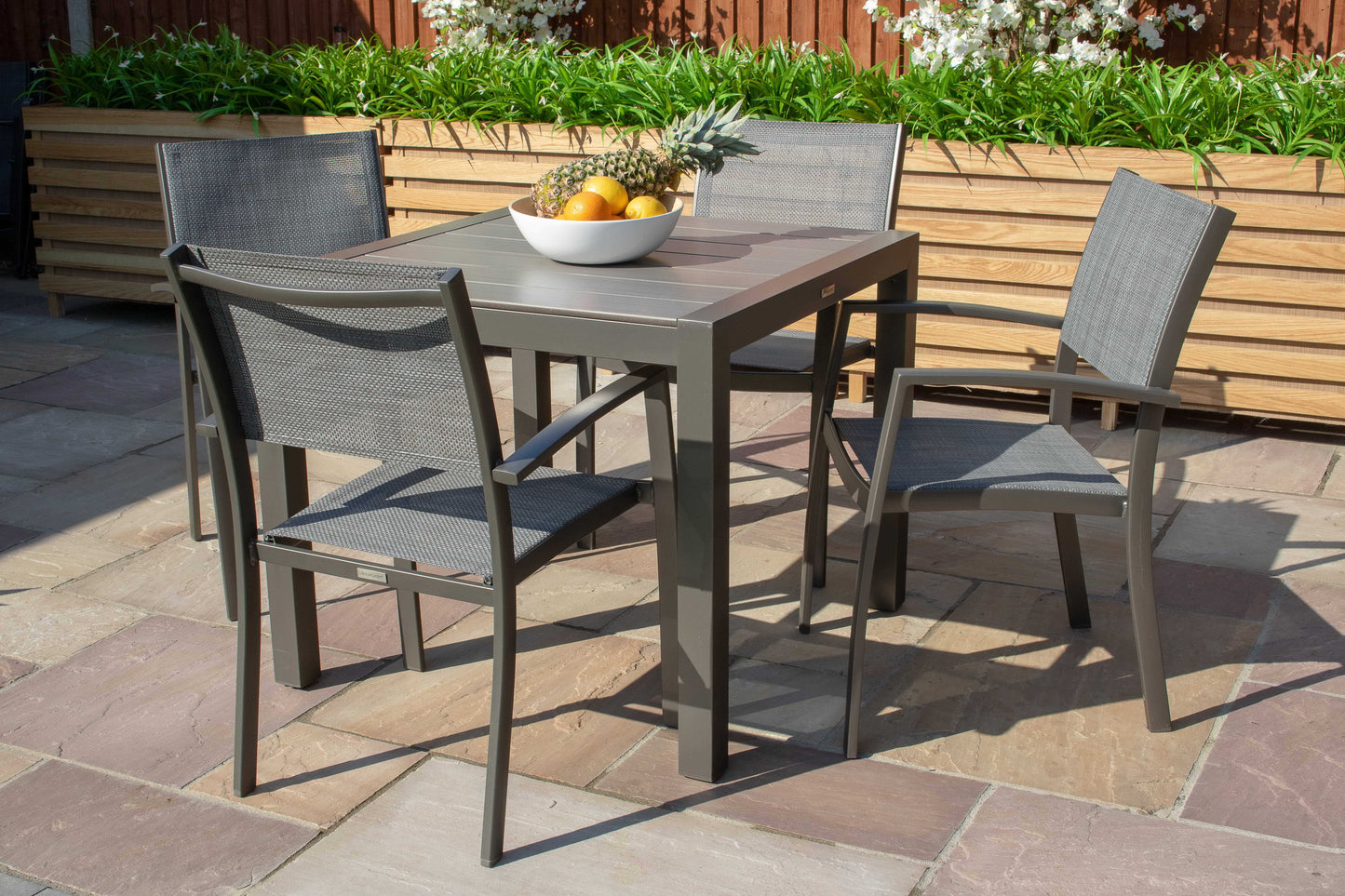 Solana Aluminum Stacking Grey Armchair
