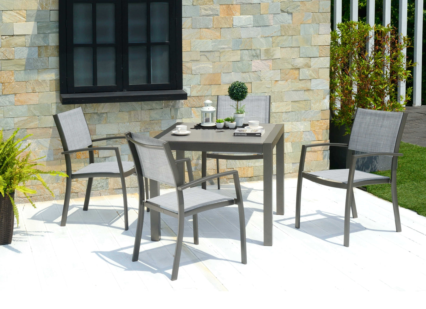 Solana Aluminum Stacking Light Grey Armchair