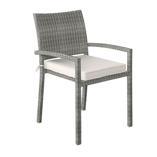 Newliberty Grey Wicker With White Cushion Arm Chair