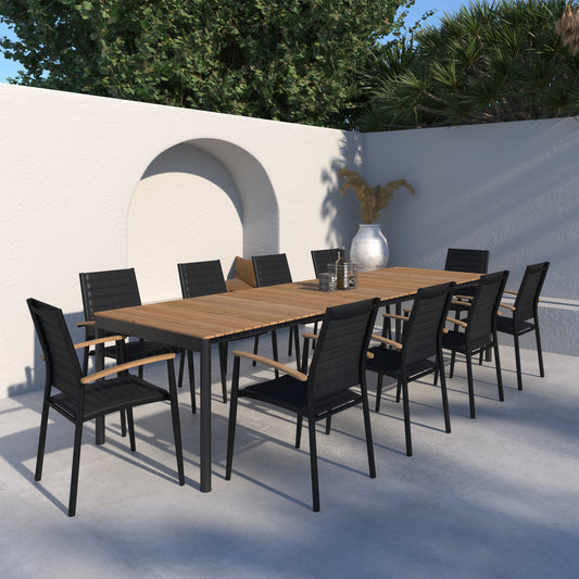 WAS $3999 NOW $2999 *BRAND NEW*  11 Piece Rectangular Extendable 100% FSC Certified Teak Wood Outdoor Dining Set