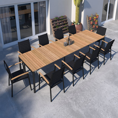 WAS $3999 NOW $2999 *BRAND NEW*  11 Piece Rectangular Extendable 100% FSC Certified Teak Wood Outdoor Dining Set