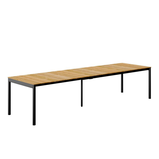 Topaz Rectangular Extendable Black Aluminum & 100% FSC Teak Wood Dining Table