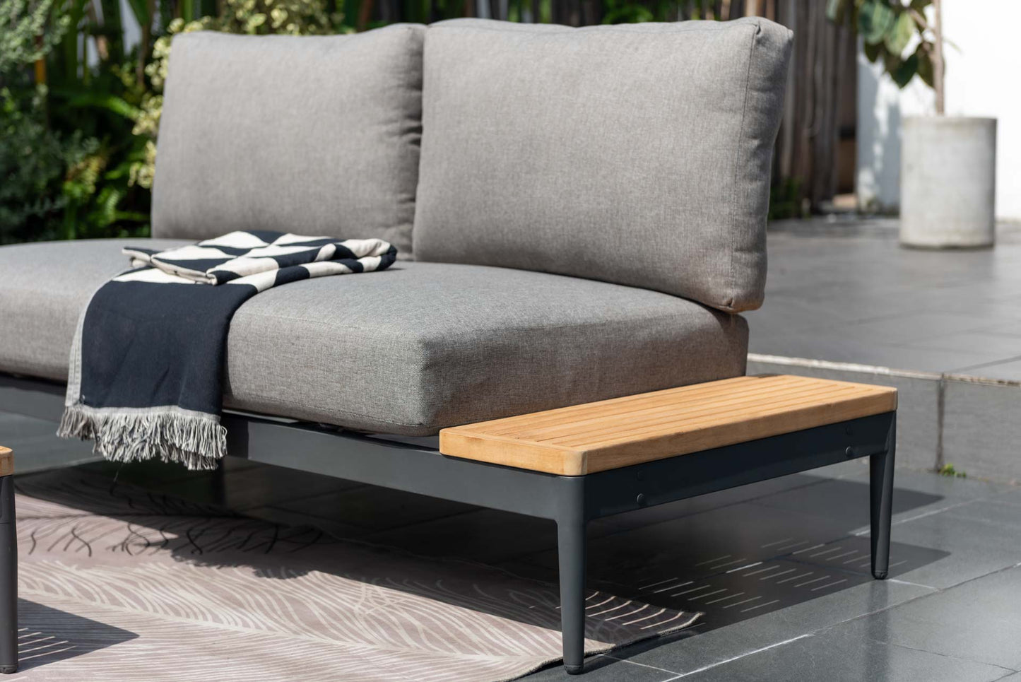 Topaz Teak and Aluminum Modular Sofa 3pc Set
