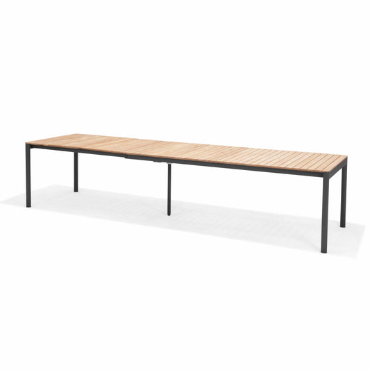 Topaz Rectangular Extendable Grey Aluminum & 100% FSC Teak Wood Dining Table