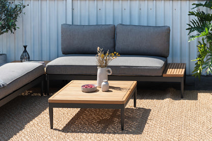 Topaz Teak and Aluminum Modular Sofa 3pc Set