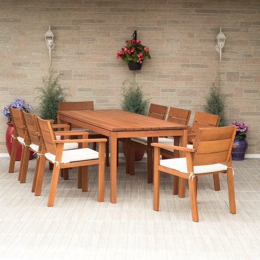 WAS $2499. NOW $1699. BRAND NEW Rectangular Table 100% FSC Certifed Teak Wood For Outdoot & Indoor 9 Piece Dining Set