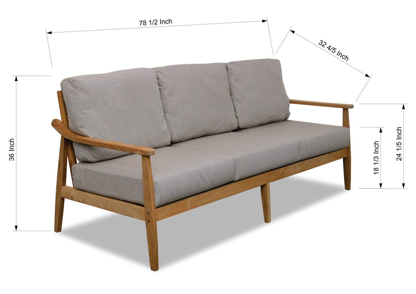 Yuni Teak 100% FSC Certified Solid Wood 3 Seater Sofa