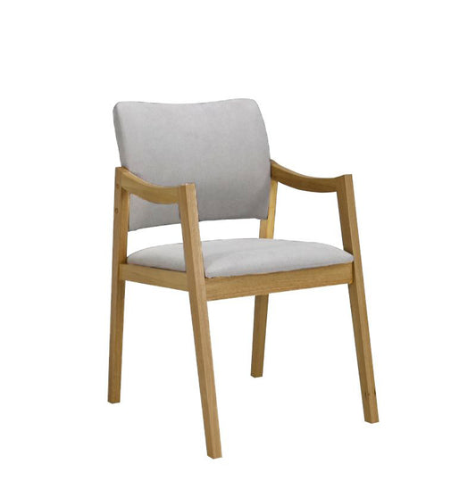 Lesson Armchair color Oak Fabric Light Grey