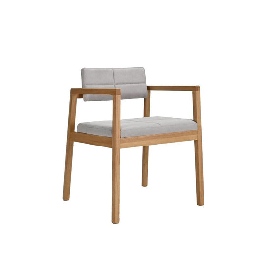 Gin Armchair Color OAK Fabric Light Grey