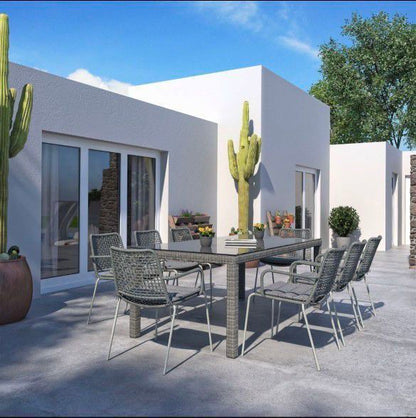 WAS $1699 NOW $1077 *BRAND NEW* 9 Piece Wicker/Rope Outdoor Rectangular Dining Set