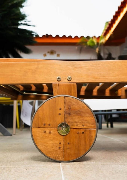 WAS $299 NOW $149  BRAND NEW Solid Wood Eucalyptus Patio Wheel Chaise Lounger - Outdoor Chaise