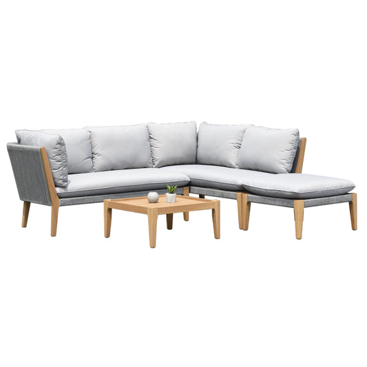 Barry 100% FSC Certified Solid Wood With Grey Cushion Seating Set