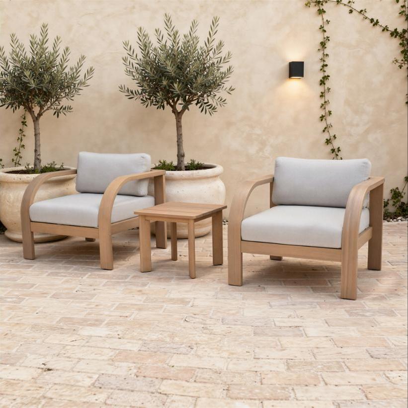 WAS $999 NOW $699 BRAND NEW 3-Piece Wood Bistro Set with Cushions - Patio Chat Set