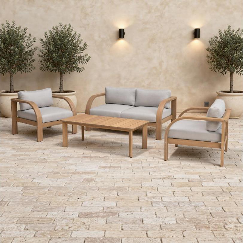 WAS $1499 NOW $999 BRAND NEW 4-Piece Wood Outdoor Seating Set with Cushions - Patio Sofa Set