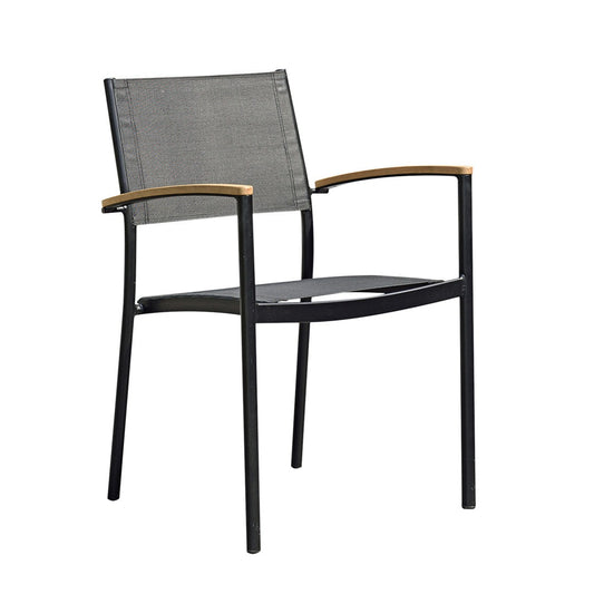 Vera Aluminum With Light Oak Finish Arms Stacking Armchair