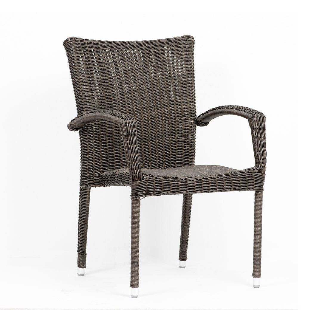 Bari Aluminum and Wicker Dining Armchair