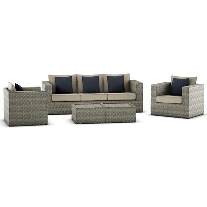 Mustang 5 Pieces Aluminum and Wicker Seating Set