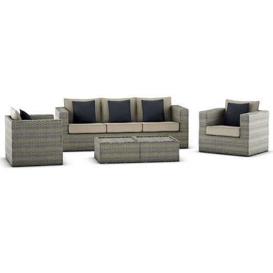Mustang 5 Pieces Aluminum and Wicker Seating Set