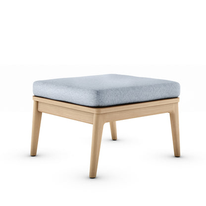 Eve Teak Wood Ottoman With Gray Cushion